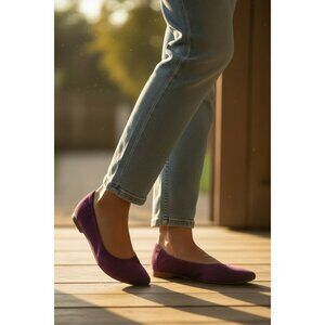 Italeau Mara Suede Ballet Flats Size 9 Womens 39.5 Plum Shoes Handmade in Italy